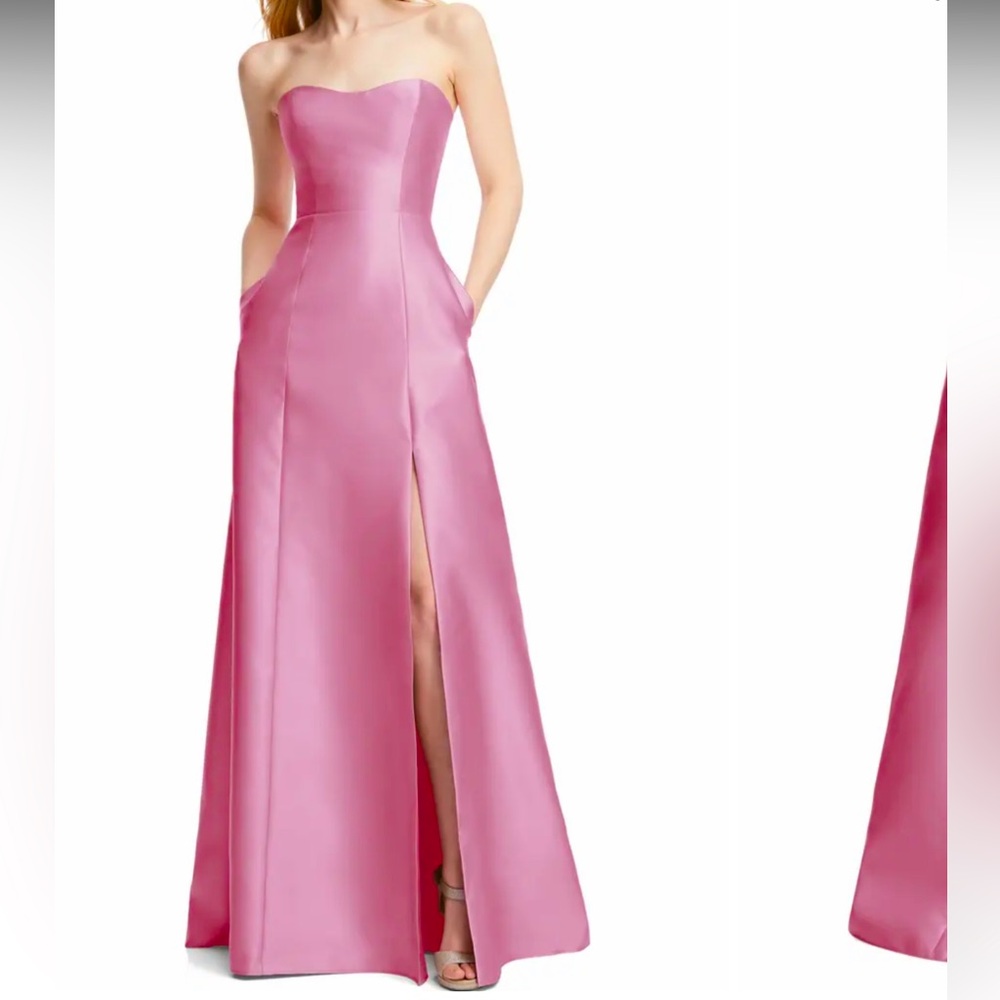 Pink Strapless Satin A-Line Gown
Alfred Sung - long dress Bridal Wedding Formal